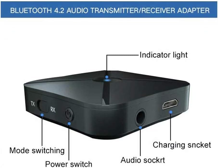 Bluetooth 5.0 Adapter Transmitter Receiver 2in1 Wireless 3.5mm AUX aptX Low Latency Adapter Suitable for TV/Home Audio Systems, Suitable for Single Bluetooth Signal Device