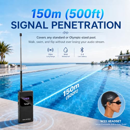Tayogo Swimming Headphones T6 + W23 Bone Conduction, Under Water Audio System, Spotify Swim Headset, No Need to Download, Waterproof FM Receiving & Bluetooth Open Ear Swim Headset for Training - color: Black