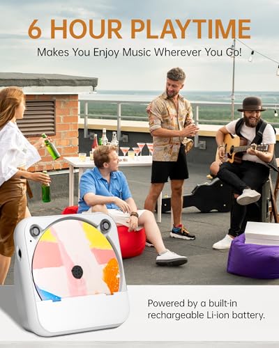 Portable CD Player Bluetooth Rechargeable, Mini Desktop for Home with HiFi Speaker, Cute CD Player Remote Control, Supports CD/FM Radio/USB, Cream - color: Cream