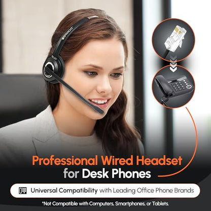 Spracht Wired Headset for Desktop Phone | Single Ear Universal Headset for Office Telephones | Mono Head Set with Microphone - Works with Polycom Digium Nortel Yealink Grandstream Cisco Zum RJ9 - size: Single Ear