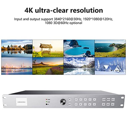 ICUIXIAN 4K 8x8 HDMI Matrix Switch 4K@30Hz Web GUI+LAN Port+Rs232 Control | Rackmount HDMI Matrix 8x8, HDCP, EDID, 3D, APP, Backlit Button,Screen display, 3.5mm Audio (8 Input 8 Output Matrix Splitter)