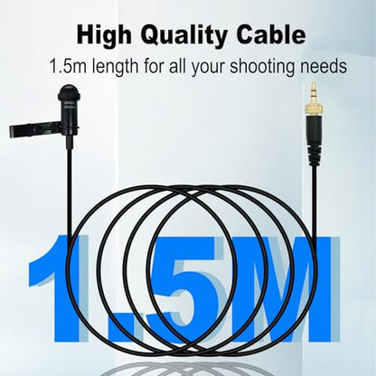 2 pcs Lavalier Mic for Sennheiser Wireless Bodypack Transmitter | Omnidirectional Condenser, Wired Microphone , 3.5mm TRS Lapel, Black, 5ft