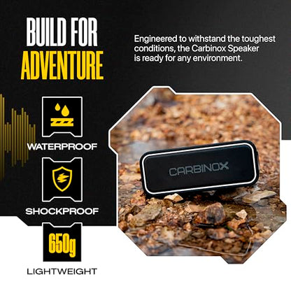 CARBINOX Portable Bluetooth Speaker with IPX7 Waterproof, Type-C Fast Charging, 3D Surround Sound, 18m Range, Black