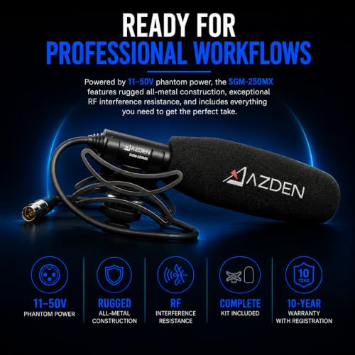 Azden SGM-250MX Professional Compact Cine Shotgun Microphone with Mini XLR Output - color: Microphone