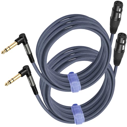 16FT Right Angle 1/4 TRS Male to 3Pin XLR Female Microphone Cable,6.35mm TRS to XLR Female-2Pack - color: 16Feet