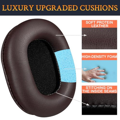 SOULWIT Earpads Replacement for Audio Technica ATH M50X M50XBT M50RD M40X M30X M20X MSR7 SX1 Monitor Headphones, Ear Pads Cushions with Softer Protein Leather, High-Density Foam - Dark Coffee - color: Dark Coffee