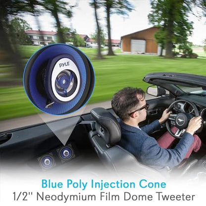 Pyle 4" Car Sound Speaker (Pair) - Upgraded Blue Poly Injection Cone 2-Way 180 Watt Peak w/ Non-fatiguing Butyl Rubber Surround 110 - 20Khz Frequency Response 4 Ohm & 3/4" ASV Voice Coil - PL42BL - size: 4 Inch