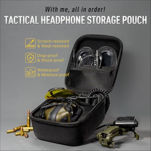 EARMOR Storage Case for Shooting Ear Protection Earmuff Glasses & Accessories, Weather-Resistant Durable Dustproof Hard EVA Carrying Storage Bag for Hunting Electronic Shooting Ear muff