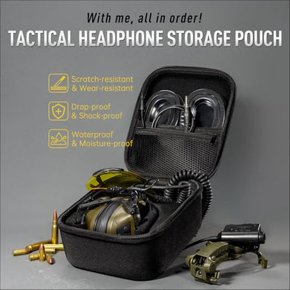EARMOR Storage Case for Shooting Ear Protection Earmuff Glasses & Accessories, Weather-Resistant Durable Dustproof Hard EVA Carrying Storage Bag for Hunting Electronic Shooting Ear muff