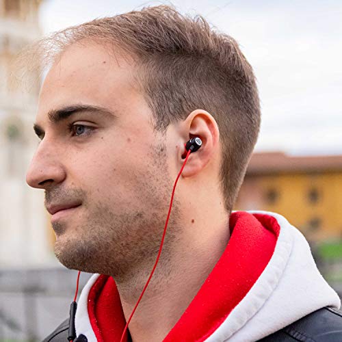 LUDOS Clamor Wired Earbuds in-Ear Headphones, 5 Years Warranty, Earphones with Microphone, Noise Isolating Ear Buds, Memory Foam for iPhone, Samsung, School Students, Kids, Women, Small Ears - Red - color: Red, style: 3.5 mm
