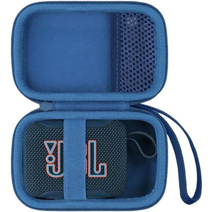 for JBL Go 5/4/3 Ultra Portable Speaker Hard Travel Case, Blue | Protective Storage Bag with Mesh Pocket & Hand Strap, Shockproof EVA Carrying Box, Soft Lining - color: Blue Case