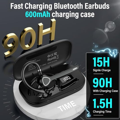 Bluetooth Headset, Single-Ear ENC Mic, APTX HD Audio, Dual Device Connectivity, Noise Cancelling Mic, Ideal for Truckers & Office