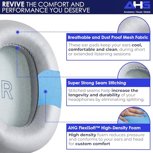 AHG Accessory House Global Upgraded Replacement Beoplay h95 Ear Pads Cushions Compatible with Bang & Olufsen Beoplay H95 Headphones (Gray). Sheepskin Leather/High-Density Foam/Strong Magnet - color: Gray