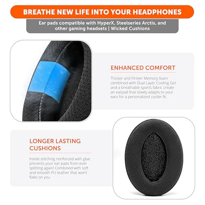 WC Freeze - Cooling Gel Earpads for ATH M50X / SteelSeries Arctis/HyperX | Made by Wicked Cushions | Fits SteelSeries Arctis, ATH M50X, Turtle Beach Stealth & More. Cooler for Longer | Black - color: Black