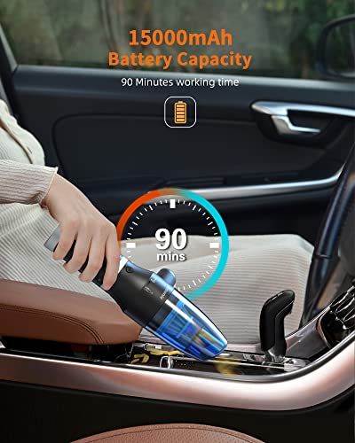 Koonie Compressed Air Duster,Koonie 15000mAh Cordless Air Duster&Vacuum 2 in 1 Powerful 77000RPM/11000PA 2 Speeds Electric Air Duster with Detachable Battery,for Computer/Keyboard,Car,Electronics