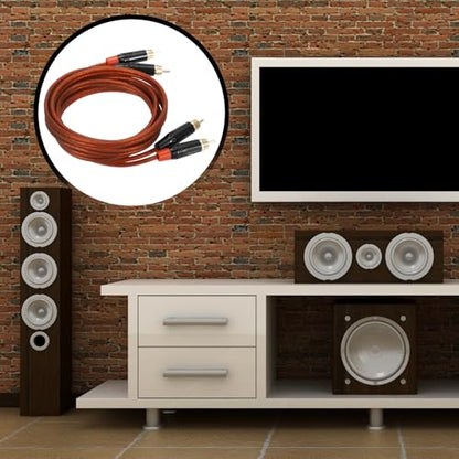 MECCANIXITY 2RCA Male to 2RCA Male Audio Stereo Cable, 6.6 ft RCA Subwoofer Cable with Gold Plated Plugs for Home Theater, HDTV, Amplifiers, Speakers, Red Brown Cable Black Shell - color: Red Brown/Black, size: 6.6 ft
