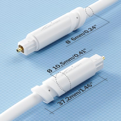 KabelDirekt – TOSLINK Cable – 13.0ft, White – Soundbar | Digital S/PDIF cable, stereo systems/amplifiers, home cinema, Xbox One/PS4 - color: White, size: 13ft