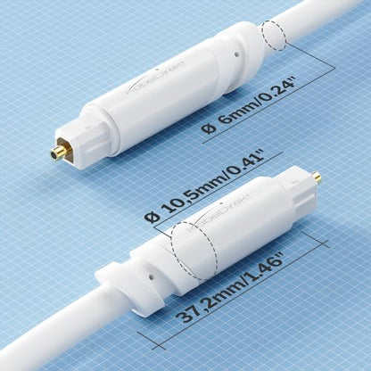 KabelDirekt – TOSLINK Cable – 13.0ft, White – Soundbar | Digital S/PDIF cable, stereo systems/amplifiers, home cinema, Xbox One/PS4 - color: White, size: 13ft