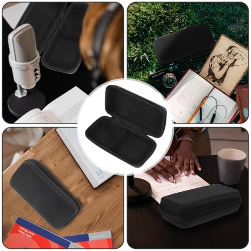 Totority Black Padded Microphone Storage Box Eva Carrying Case with Shockproof Protection and Built Mesh Pocket for Cordless Mic Travel and Studio Use