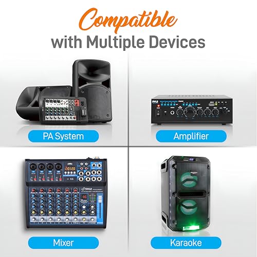 Pyle 2 Channel Wireless Microphone System - Portable UHF Digital Audio Mic Set with 2 Headset, 2 Lavalier lapel, 2 Transmitter, ¼’’ cable, power adapter - For Karaoke, PA, DJ, - PDWM3400,Black