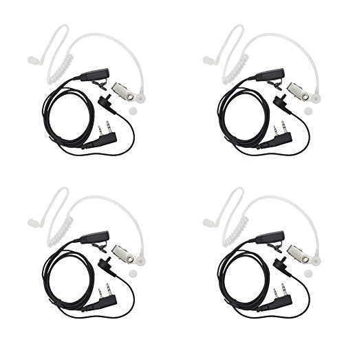 KENMAX® 2 Pin Air Covert Acoustic Earpiece Headset for Two Way Radio Kenwood PUXING Baofeng UV-3R Plus UV-5R UV-5RA 888S - color: Pack of 4