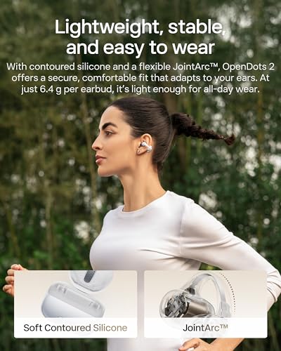 SHOKZ OpenDots 2 Open-Ear Clip-On Earbuds, Grey, Dolby Audio, 3 Mics | Enhanced Dolby Audio with deep bass, Bluetooth 6.1, 40h battery, IP57, 3 mics, wireless, for everyday use & sports - color: Grey