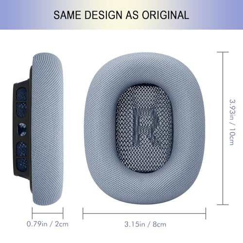 Ear Cushions Replacement for Apple AirPods Max 1 & 2- Cups Headphones Pads | Upgraded Earpads Covers Sweatproof Protein Leather Silicone Foam for Workout & Gym (Light Blue) - color: Light Blue