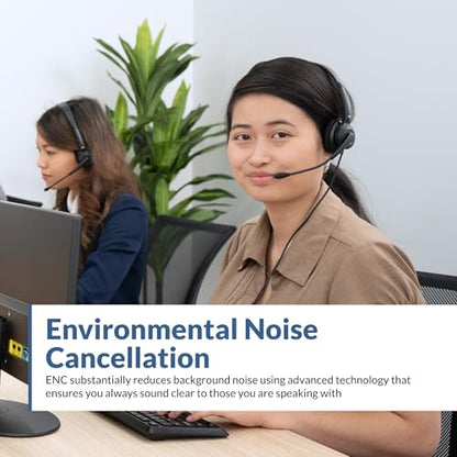 Cyber Acoustics AC-104ENC Mono USB Headset with ENC, in-Line Controls | Ideal for Call Centers and Remote Work, Adjustable Boom Arm, 8ft Cable, In-Line Module - style: USB Mono ENC Headset