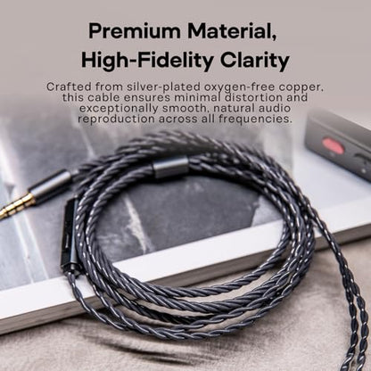 Linsoul Tripowin Grace Silver-Plated OFC in Ear Earphone Cable w/Mic | 1.25m Length, 3.5mm Audio Plug for Audiophile Replacement Cable, 2Pin - style: 2Pin