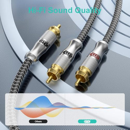 EMK RCA Y Splitter 8Ft/2.4M- Bi-Directional 1 Male to 2 Male Subwoofer/Coaxial RCA Audio Cable [Double Shielding] for Home Theater, AV Receiver, Amplifier - Silver - color: 1 Male to 2 Male Silver, size: 8 Ft/2.4M, style: RCA to 2RCA