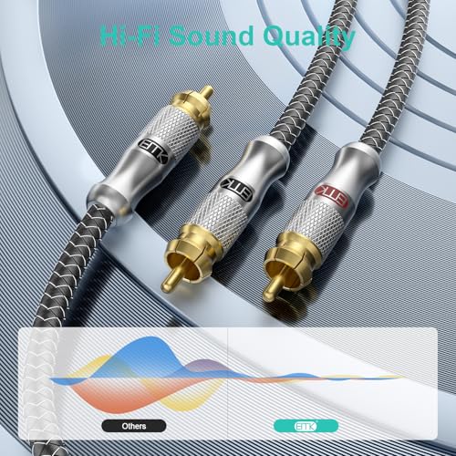 EMK RCA Y Splitter 10Ft/3M- Bi-Directional 1 Male to 2 Male Subwoofer/Coaxial RCA Audio Cable [Double Shielding] for Home Theater, AV Receiver, Amplifier - Silver - color: 1 Male to 2 Male Silver, size: 10 Ft/3M, style: RCA to 2RCA