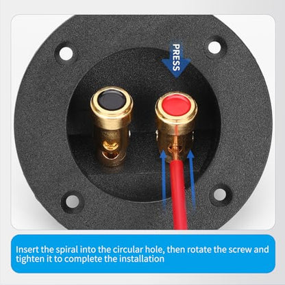3 in Round Push Spring Speaker Terminal Cup, 2 Pack | Features 2-Way Subwoofer Box Terminal with Gold Plated Binding Posts; Bare Wire Connection. - color: 3 Inch Round Push Spring, size: 2
