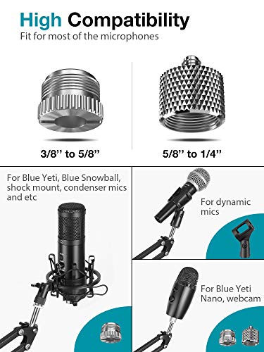 InnoGear Mic Arm Desk Mount Microphone Stand Boom Arm for Blue Yeti Nano | Precise Mic Positioning, Compact, Fully Rotatable, 5/8" to 3/8" and 5/8" to 1/4" Adapter Included, For Blue Yeti, Hold 3.3 lb