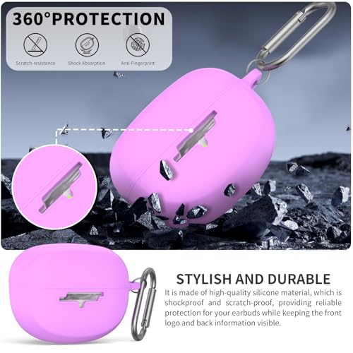 for New Bose Ultra Open Earbuds Case(2024), Purple | Silicone Shockproof Protective Cover for Bose Open Ear Wireless Earbuds Accessories with Carabiner - color: Purple