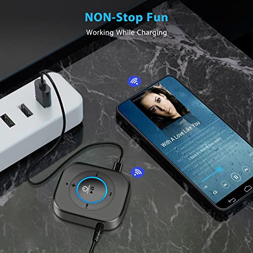 iDIGMALL Bluetooth 5.4 Receiver, AUX Wireless Audio Adapter for Car Speaker | Built-in Noise Cancelling Mic for Hands-Free Calls, 3.5mm AUX for Home Stereo Wired Headphones, 20Hrs Playtime, Multi-Point - color: J207