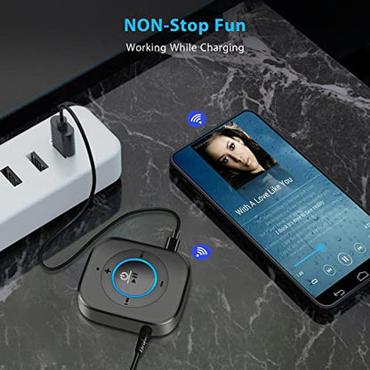 iDIGMALL Bluetooth 5.4 Receiver, AUX Wireless Audio Adapter for Car Speaker | Built-in Noise Cancelling Mic for Hands-Free Calls, 3.5mm AUX for Home Stereo Wired Headphones, 20Hrs Playtime, Multi-Point - color: J207