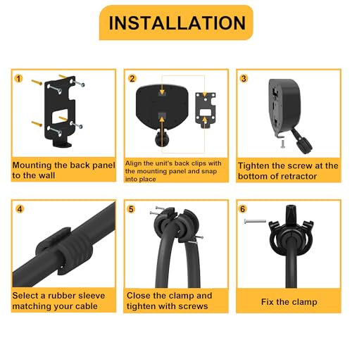 EV Charger Cable Retractor - 11.5ft Wall Mount Automatic Retractable Cable Organizer for Electric Vehicle Charging, Universal Fits 95% of EV Charging Cables - style: Wall Mounted