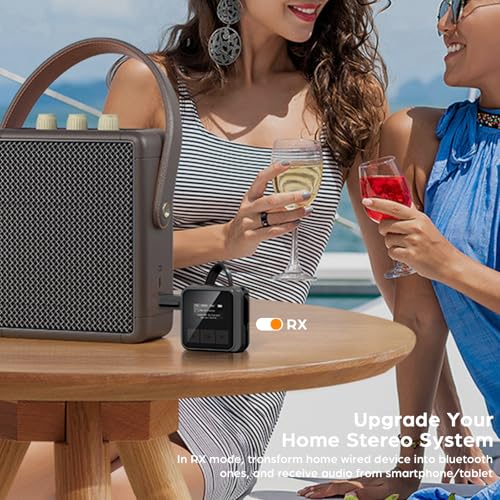 Bluetooth 5.3 Transmitter Receiver for TV to 2 Wireless Headphones Dual Link 2-in-1 Wireless Bluetooth Audio Adapter with 3.5mm Aux/USB C for Airplane Gym Car/Home Stereo System