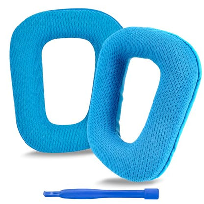 Linkidea Replacement Ear Pads for Logitech G430, G930, G35, F450, G432, G332 Headphones, Ear Covers (Mesh Fabric/Blue)