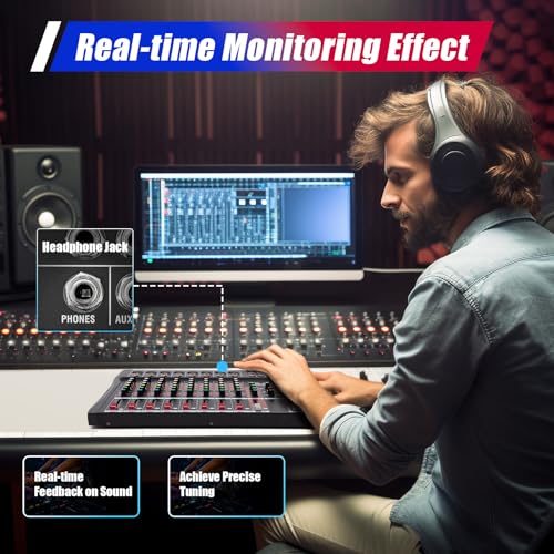 DNYSYSJ Professional DX8 Channel Black bluetooth Live Studio Audio Mixer Mixing Console USB for Bar KTV Adjust Music Atmosphere