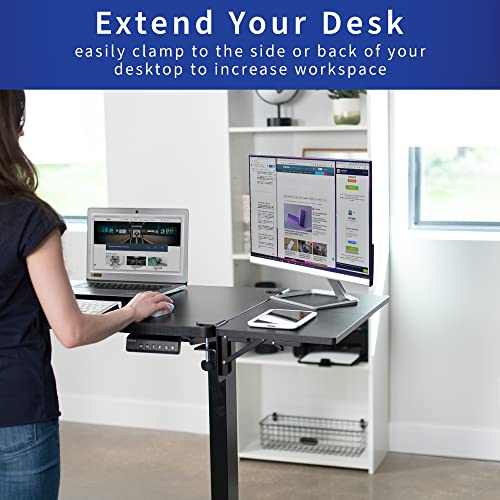 VIVO Clamp-on 24 x 12 inch (14 Including Clamps) Desk Extender, Wrist Support, Foldable Keyboard Tray, Table Mount for Sit Stand Desks, Black, DESK-EXT24. | Foldable, Wrist Support Arm Rest, Office Keyboard Tray, Side Table Extension Attachment - size: 24