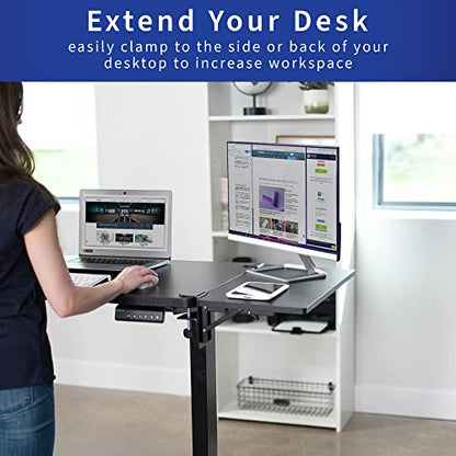 VIVO Clamp-on 24 x 12 inch (14 Including Clamps) Desk Extender, Wrist Support, Foldable Keyboard Tray, Table Mount for Sit Stand Desks, Black, DESK-EXT24. | Foldable, Wrist Support Arm Rest, Office Keyboard Tray, Side Table Extension Attachment - size: 24