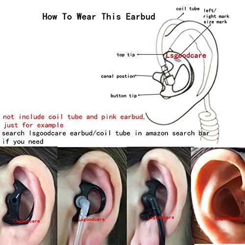 2 Way Radio Ear Mold Black Small, Lsgoodcare 20Pcs Replacement Earbud Earmolds Left Right Ear Piece Compatible for Motorola Kenwood Two Way Radio Acoustic Coil Tube, Soft Insert Silicone Earplug - size: Small Size-10Pack