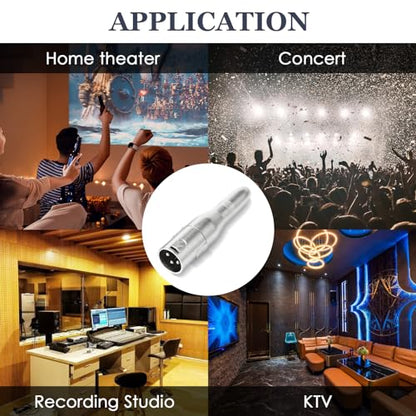 XLR 3 Pin Male to 1/4" 6.35mm Female Jack Socket Audio Adapter, Silver2-Pcs | Diecast Zinc Alloy Shell, Low Noise, Pro-Grade Sound, Tight Fit, Conversion Adapters For Mic, PA, DJ, Instrument, Studio Gear - size: XLR Male, style: 2 pcs