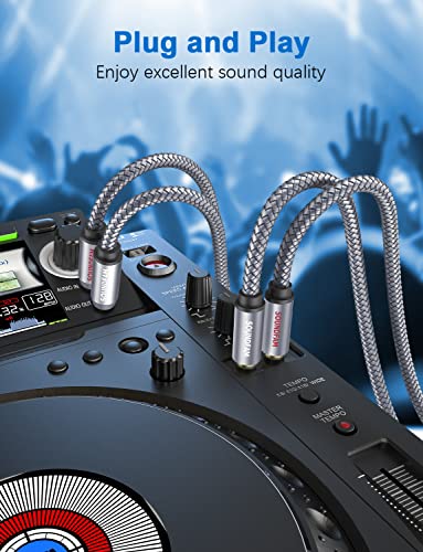 RCA to 1/4 Cable，Dual RCA Male to Dual Quarter inch(6.35mm) Male TS Stereo Audio Interconnect Cable-Grey(16Feet/5M) - color: Grey-2*1/4 to 2RCA, size: 15ft/5M