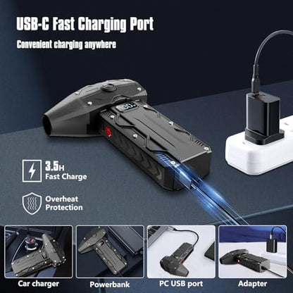 Compressed Air Duster, Electric air duster-4-Gear Adjustable Dust Blower for Computer, Keyboard, Outdoor, House and Car, Powerful Dust Cleaner for Keyboard