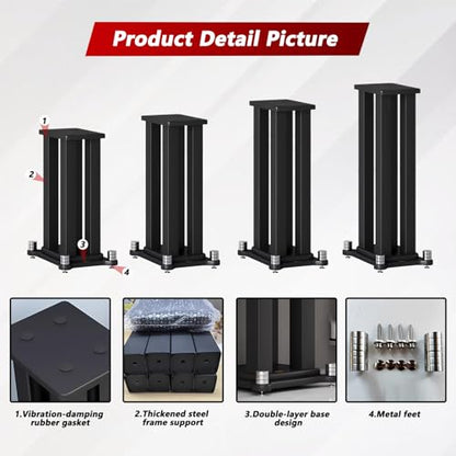 Universal Wooden Speaker Stands Pair, Heavy Duty Floor Standing Speaker Mount, Bookshelf & Studio Monitor Stands for Home Theater Surround Audio System (15.7in) - size: 15.7 in