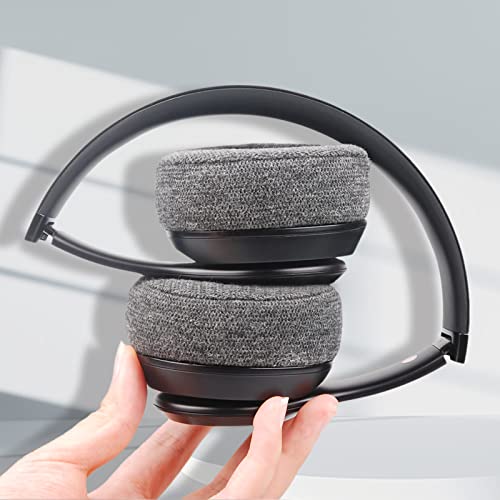 Gvoears Replacement Ear Pads for Beats Solo 3, Ear Cushions for Beats Solo 2 & Solo 3 Wireless/Wired On-Ear Headphone Earpads, Ear Cups with Stronger Adhesive, Added Thickness & Velvet Fabric - color: Gray Velour