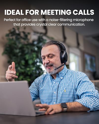 Avantalk Aria Podio 3 – Multipoint Bluetooth Over-Ear Headset with Detachable Noise-Canceling Mic & Sidetone for Clear Work Calls, PC & Phone, EQ Sound, 55H Battery, Charging Stand, Spacious Earcups