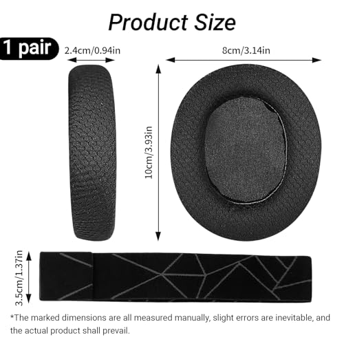 1 Pair Ear Pads Replacement and 1 Headband for SteelSeries Arctis 7/7+/7P/7P+/7X/7X+/9/9X/Pro/Prime, with Noise Isolating Foam, Memory Sponge Net - Black - Do Not Fit Any Arctis Nova